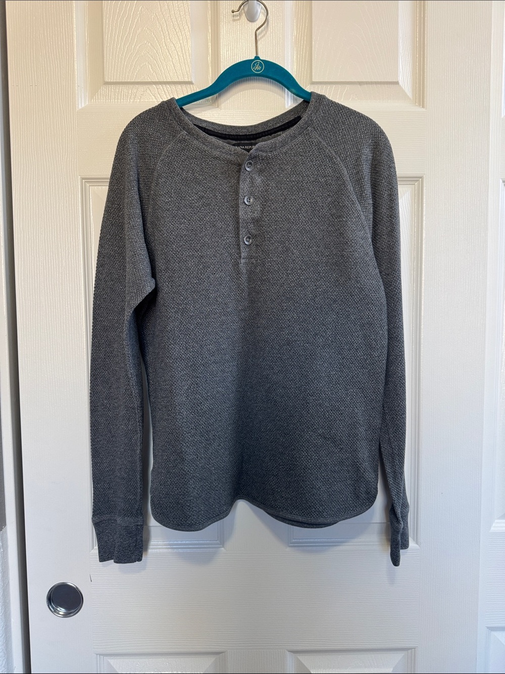 Banana Republic Charcoal Gray Henley Sweater - Size Medium